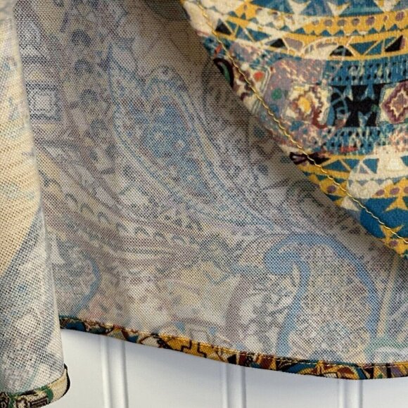 Zara W/B Collection Crop Top Wrap Front LG Yellow Paisley Floral Boho Festival - Picture 5 of 13